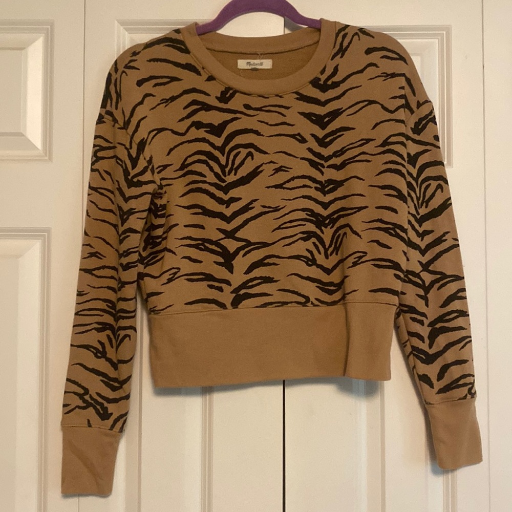Slightly Cropped Tiger Print Long Sleeve Madewell Shirt